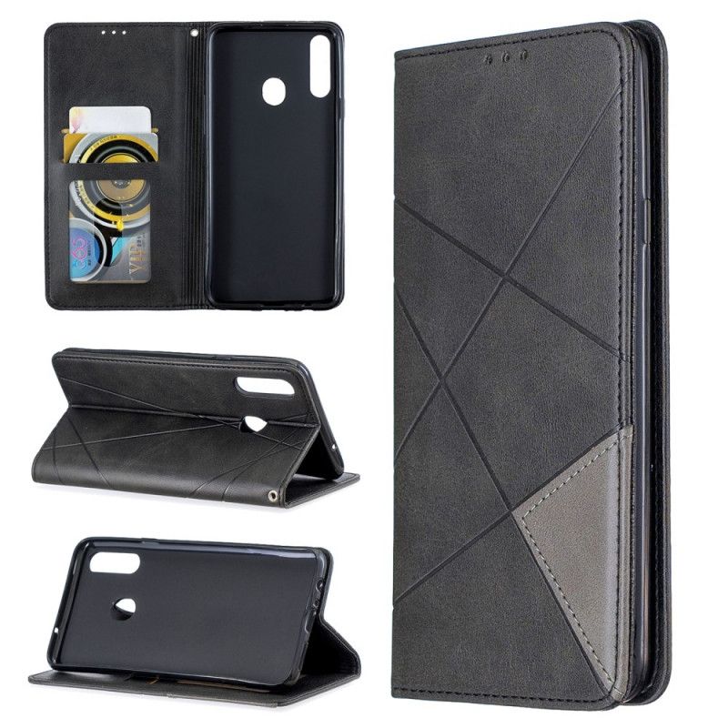 Flip Kotelot Samsung Galaxy A20s Szary Czarny Styl Artysty Etui Ochronne