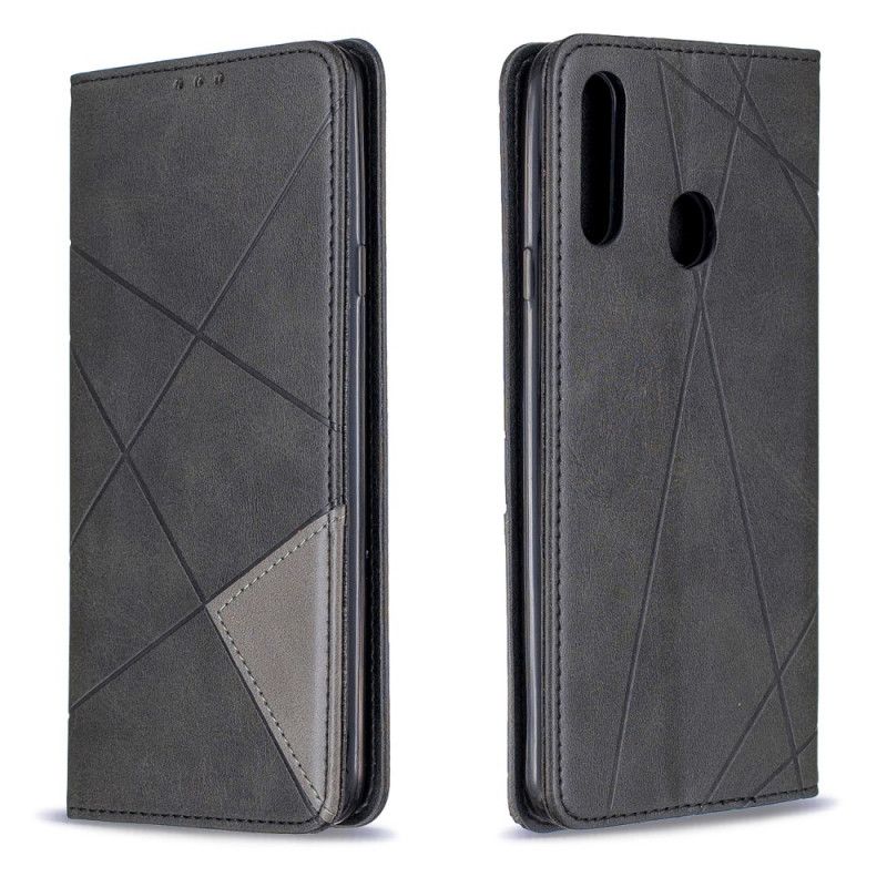 Flip Kotelot Samsung Galaxy A20s Szary Czarny Styl Artysty Etui Ochronne