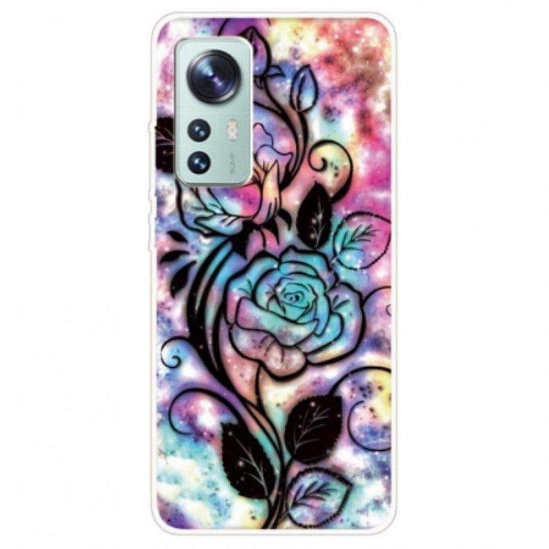 Etui do Xiaomi 12 Pro Graficzny Kwiatowy Silikon