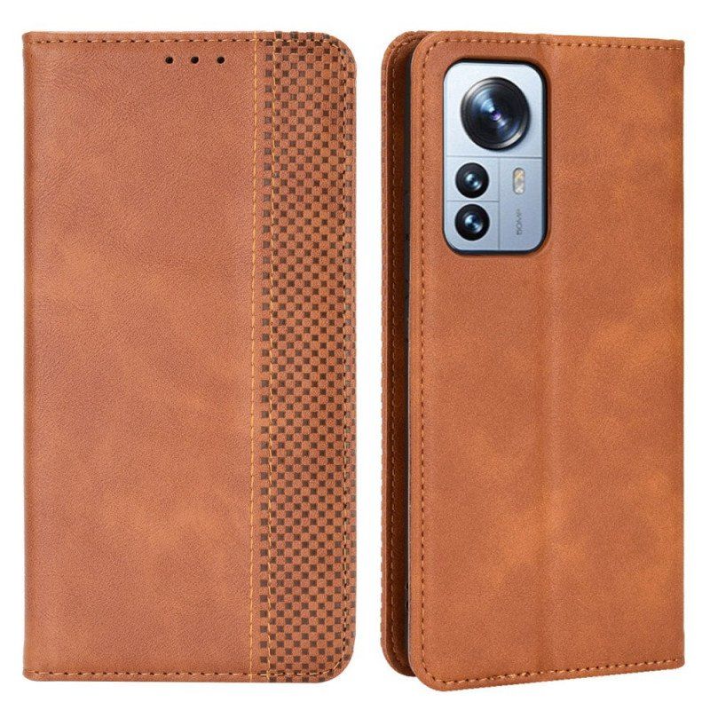 Etui Na Telefon do Xiaomi 12 Pro Etui Folio Stylizowany Efekt Skóry W Stylu Vintage