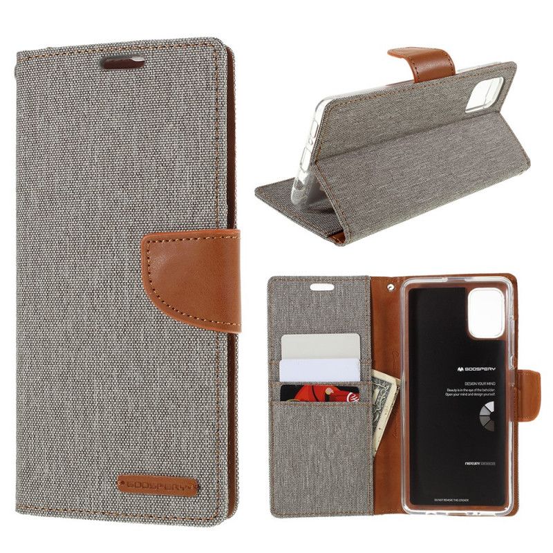 Etui Folio Samsung Galaxy A51 Czerwony Czarny Dwukolorowa Tkanina Rtęciowa Etui Ochronne