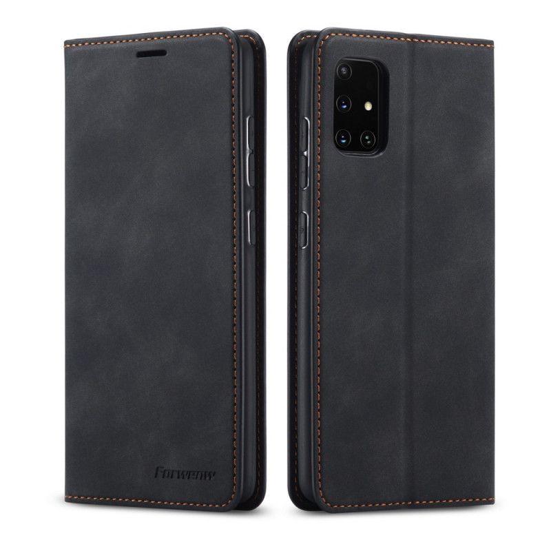 Etui Folio Samsung Galaxy A51 Czerwony Czarny Efekt Skóry Forwenw Etui Ochronne