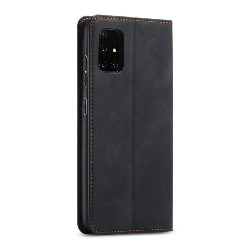 Etui Folio Samsung Galaxy A51 Czerwony Czarny Efekt Skóry Forwenw Etui Ochronne