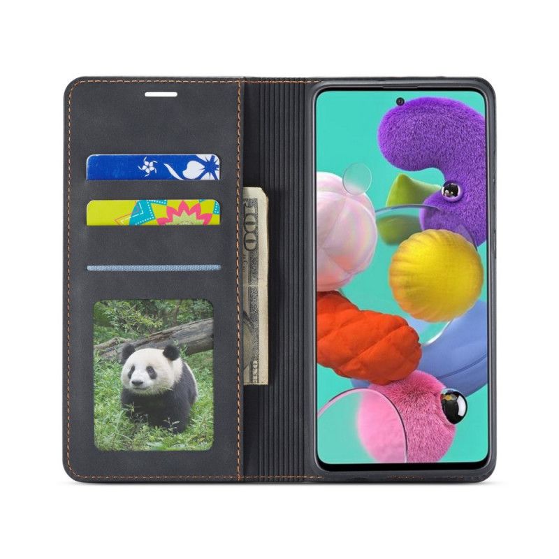 Etui Folio Samsung Galaxy A51 Czerwony Czarny Efekt Skóry Forwenw Etui Ochronne