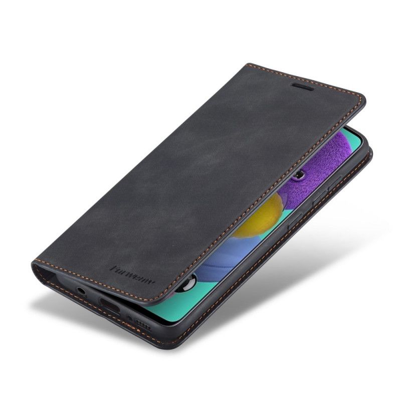 Etui Folio Samsung Galaxy A51 Czerwony Czarny Efekt Skóry Forwenw Etui Ochronne