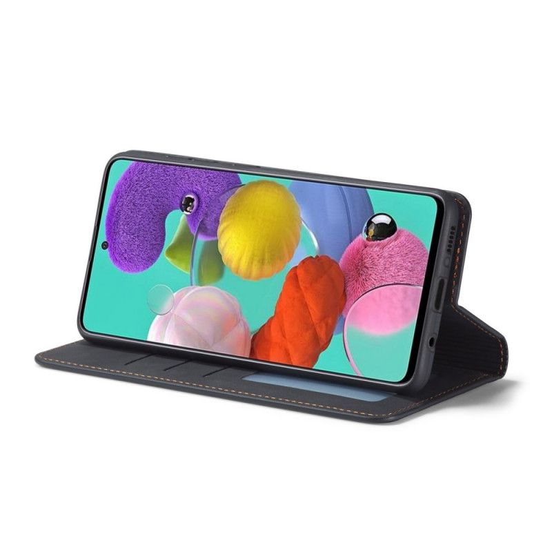 Etui Folio Samsung Galaxy A51 Czerwony Czarny Efekt Skóry Forwenw Etui Ochronne