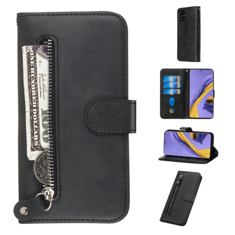 Etui Folio Samsung Galaxy A51 Czerwony Czarny Portmonetka Vintage