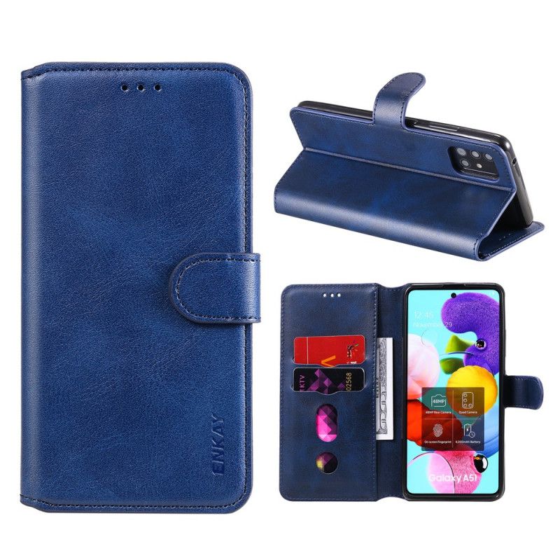 Etui Folio Samsung Galaxy A51 Czerwony Czarny Sztuczna Skóra Enkay