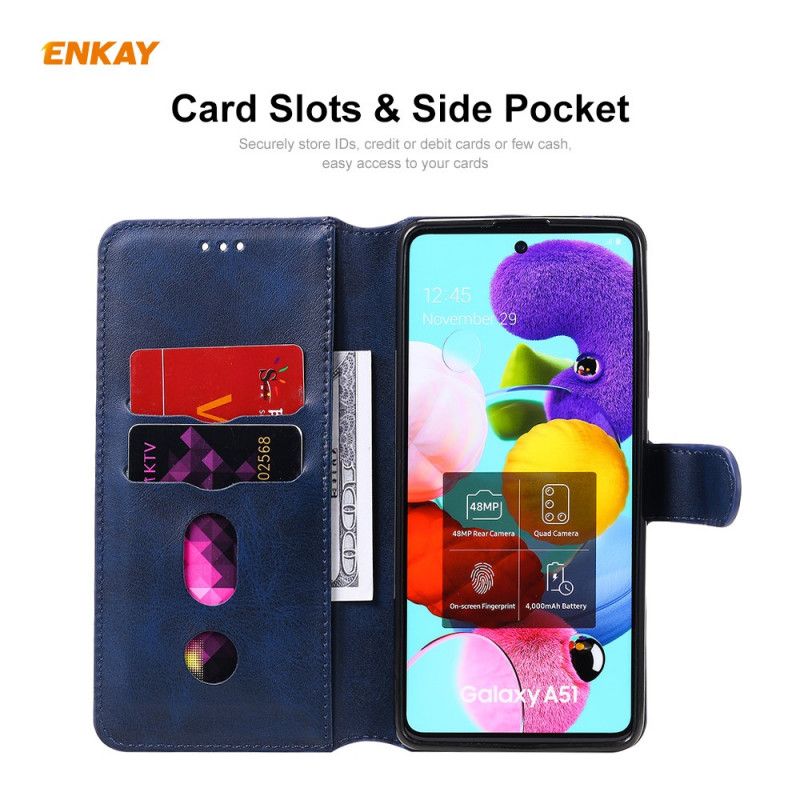 Etui Folio Samsung Galaxy A51 Czerwony Czarny Sztuczna Skóra Enkay