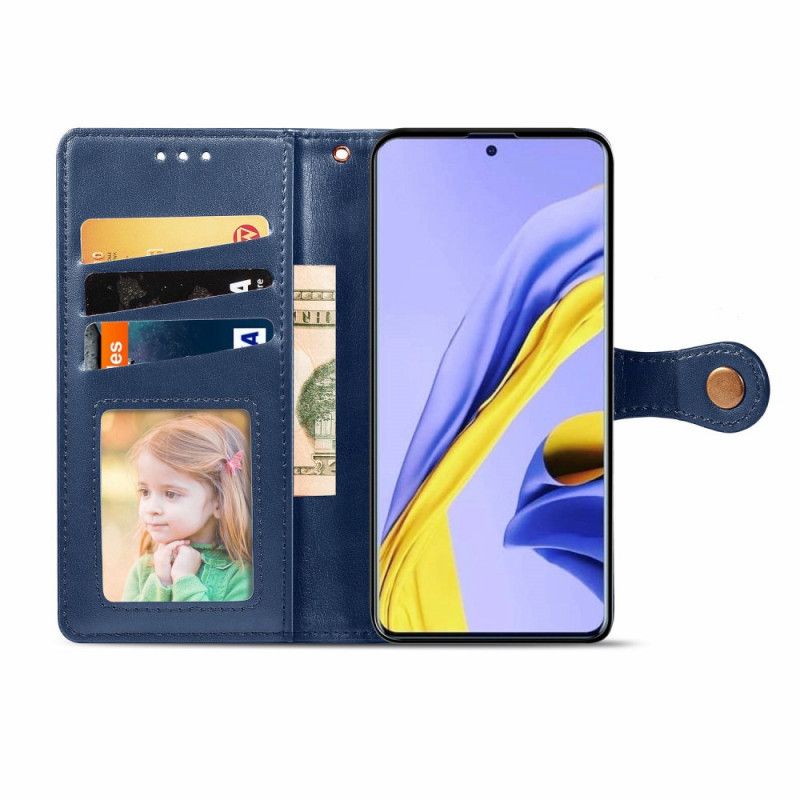 Etui Folio Samsung Galaxy A51 Czerwony Czarny Sztuczna Skóra I Zapięcie Vintage Etui Ochronne