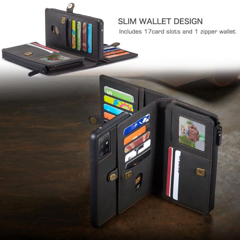 Etui Folio Samsung Galaxy A51 Czerwony Czarny Zdejmowana Obudowa Nabojowa Etui Ochronne