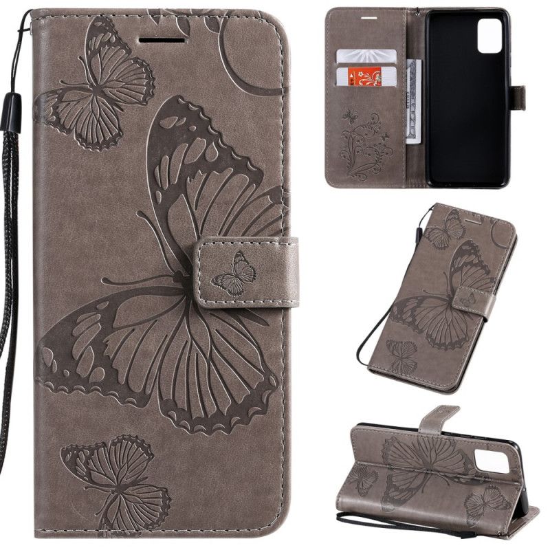 Etui Folio Samsung Galaxy A51 Czerwony Szary Gigantyczne Motyle Stringi