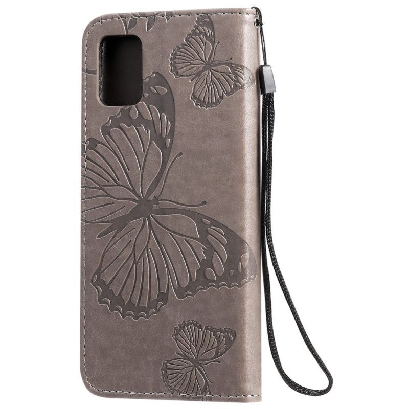 Etui Folio Samsung Galaxy A51 Czerwony Szary Gigantyczne Motyle Stringi