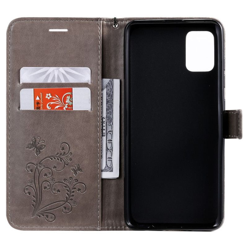 Etui Folio Samsung Galaxy A51 Czerwony Szary Gigantyczne Motyle Stringi