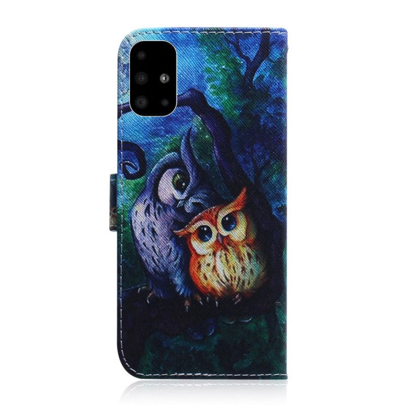 Etui Folio Samsung Galaxy A51 Malowanie Sowy Etui Ochronne