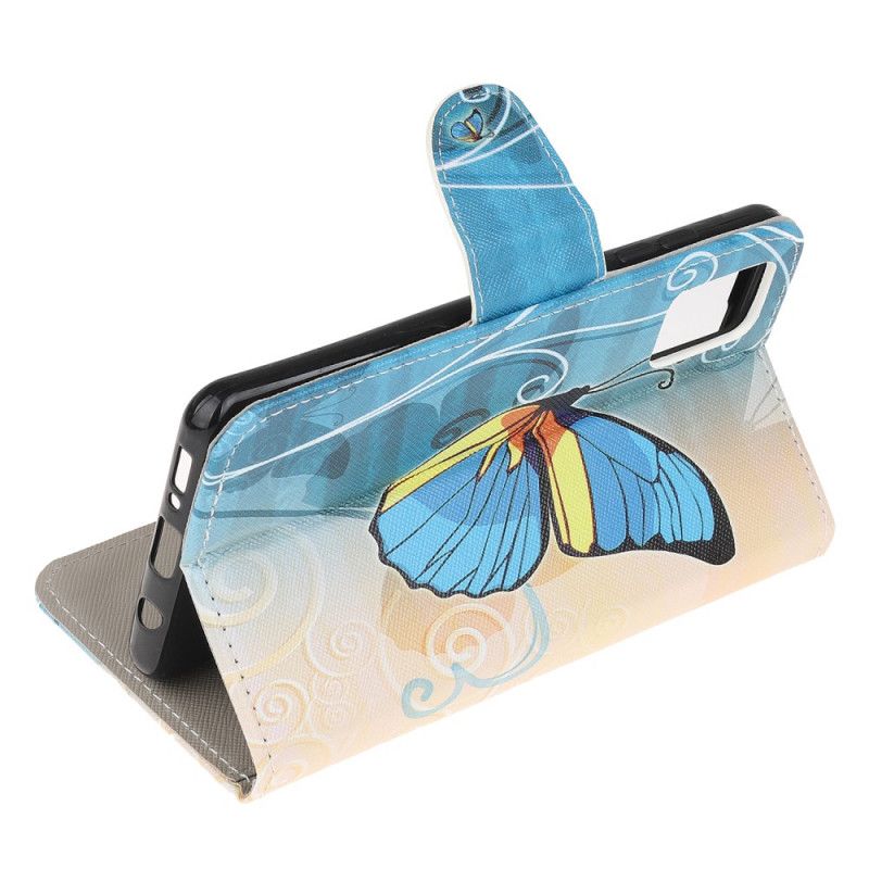 Etui Folio Samsung Galaxy A51 Motyl Niebieski I Żółty