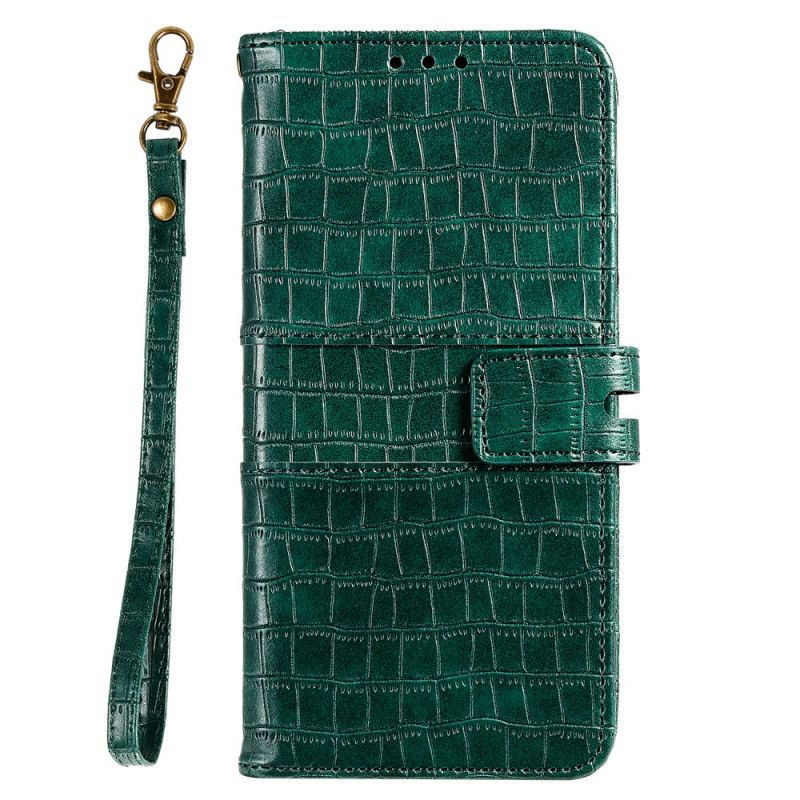 Etui Folio Samsung Galaxy A51 Szary Czarny Całkowicie Krokodyl Etui Ochronne