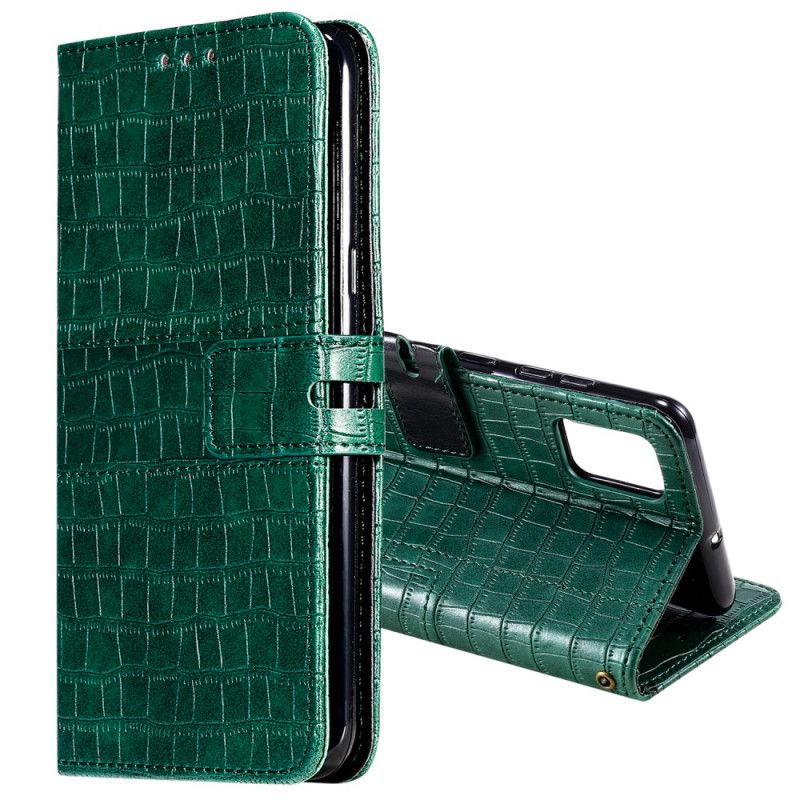 Etui Folio Samsung Galaxy A51 Szary Czarny Całkowicie Krokodyl Etui Ochronne