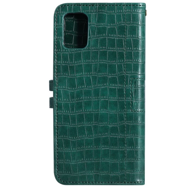 Etui Folio Samsung Galaxy A51 Szary Czarny Całkowicie Krokodyl Etui Ochronne