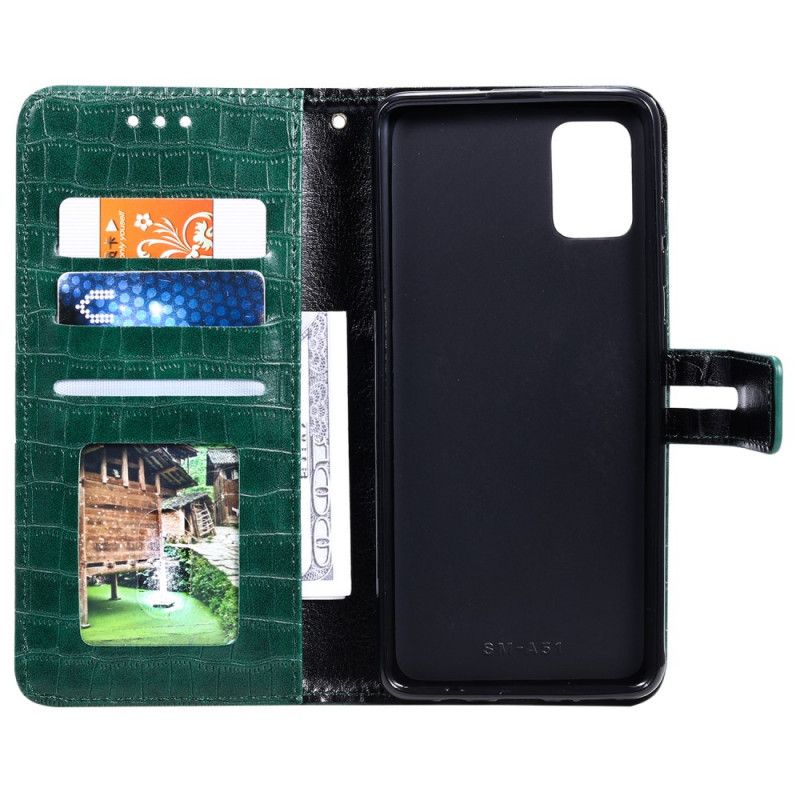 Etui Folio Samsung Galaxy A51 Szary Czarny Całkowicie Krokodyl Etui Ochronne