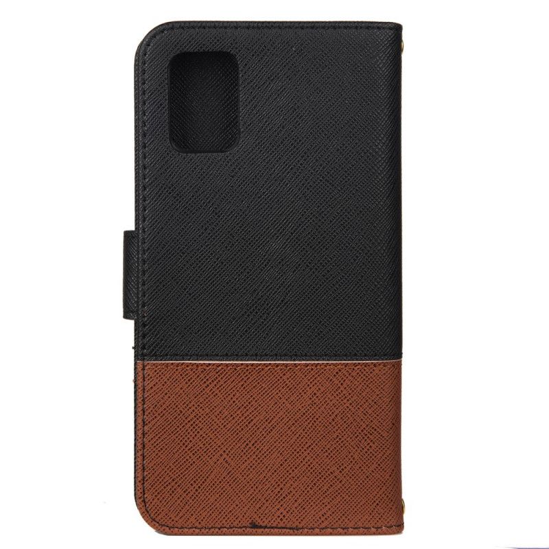 Etui Folio Samsung Galaxy A51 Szary Czarny Dwukolorowa Imitacja Skóry