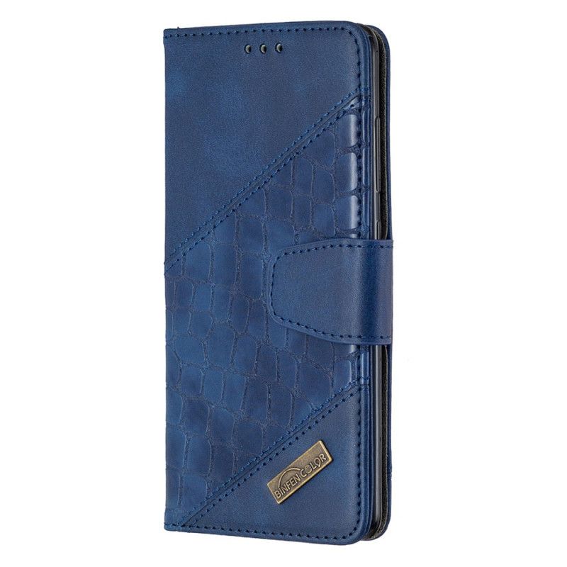 Etui Folio Samsung Galaxy A51 Szary Czarny Klasyczny Efekt Skóry Krokodyla