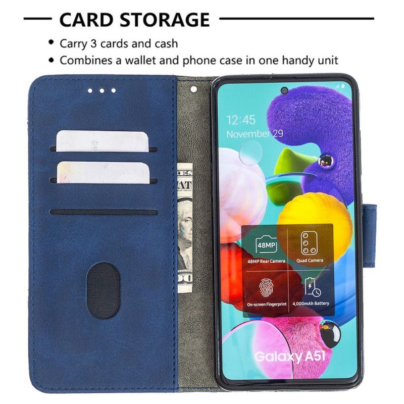 Etui Folio Samsung Galaxy A51 Szary Czarny Klasyczny Efekt Skóry Krokodyla