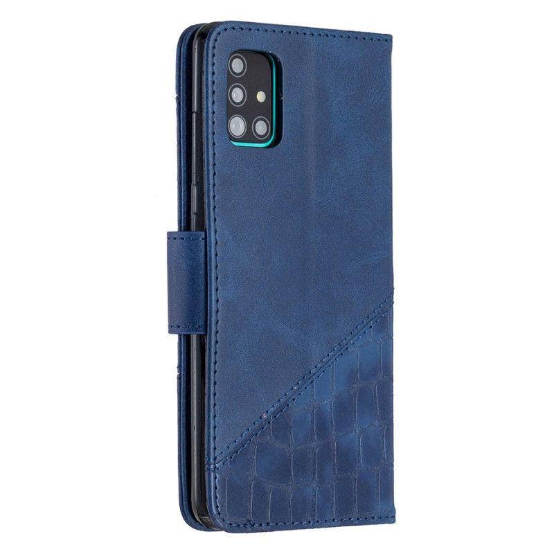 Etui Folio Samsung Galaxy A51 Szary Czarny Klasyczny Efekt Skóry Krokodyla