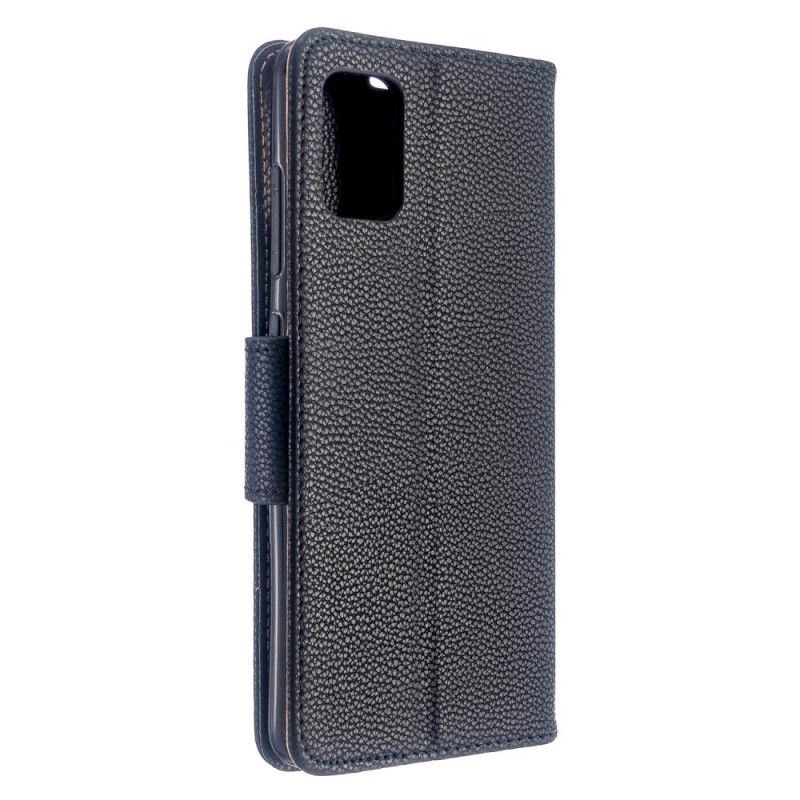 Etui Folio Samsung Galaxy A51 Szary Czarny Liczi Ukośna Klapa