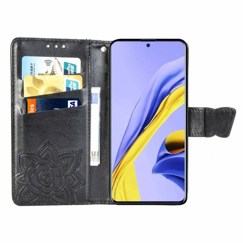 Etui Folio Samsung Galaxy A51 Szary Czarny Pół Motyli