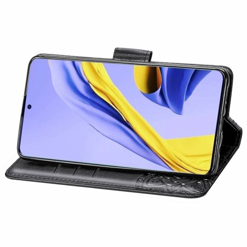 Etui Folio Samsung Galaxy A51 Szary Czarny Pół Motyli