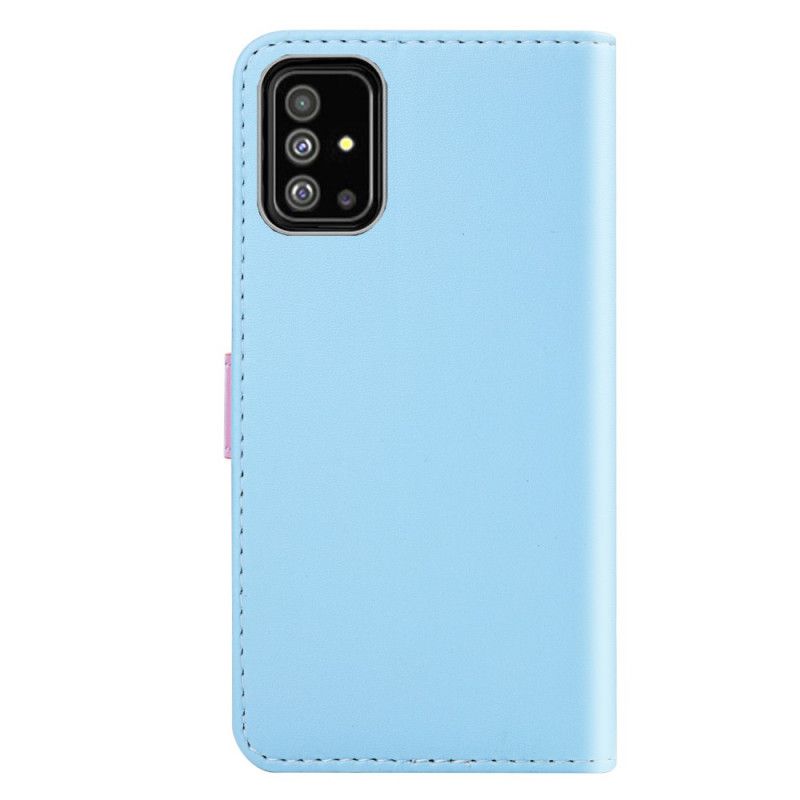 Etui Folio Samsung Galaxy A51 Szary Czarny Trójkolorowy Efekt Skóry Etui Ochronne