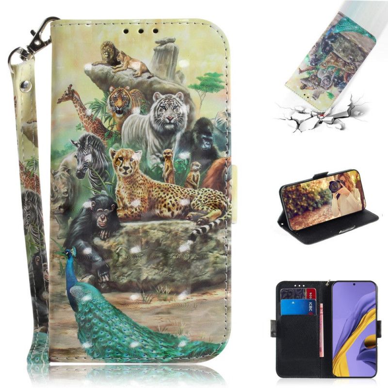 Etui Folio Samsung Galaxy A51 Zwierzęta Safari W Stringach