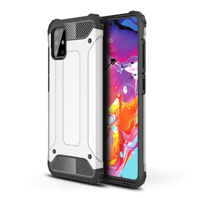 Etui Samsung Galaxy A51 Biały Czarny Ocalały Etui Ochronne