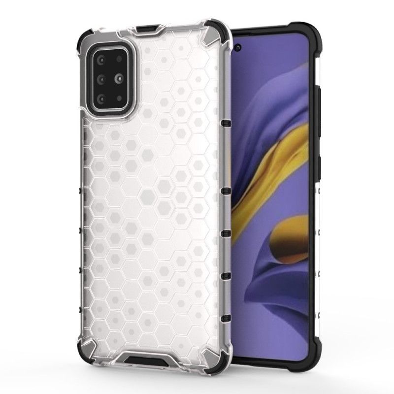 Etui Samsung Galaxy A51 Biały Czarny Styl Plastra Miodu