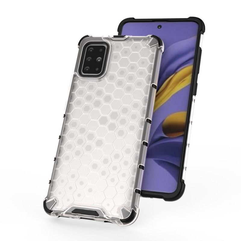 Etui Samsung Galaxy A51 Biały Czarny Styl Plastra Miodu