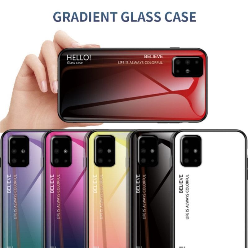 Etui Samsung Galaxy A51 Biały Czarny Witam Szkło Hartowane