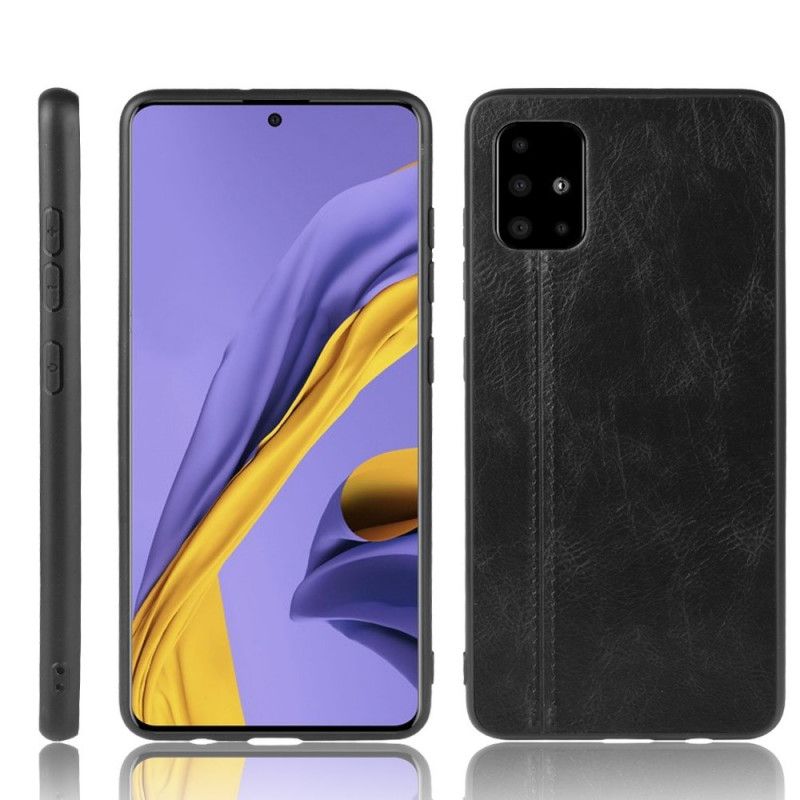 Etui Samsung Galaxy A51 Czerwony Czarny Efekt Szytej Skóry Etui Ochronne