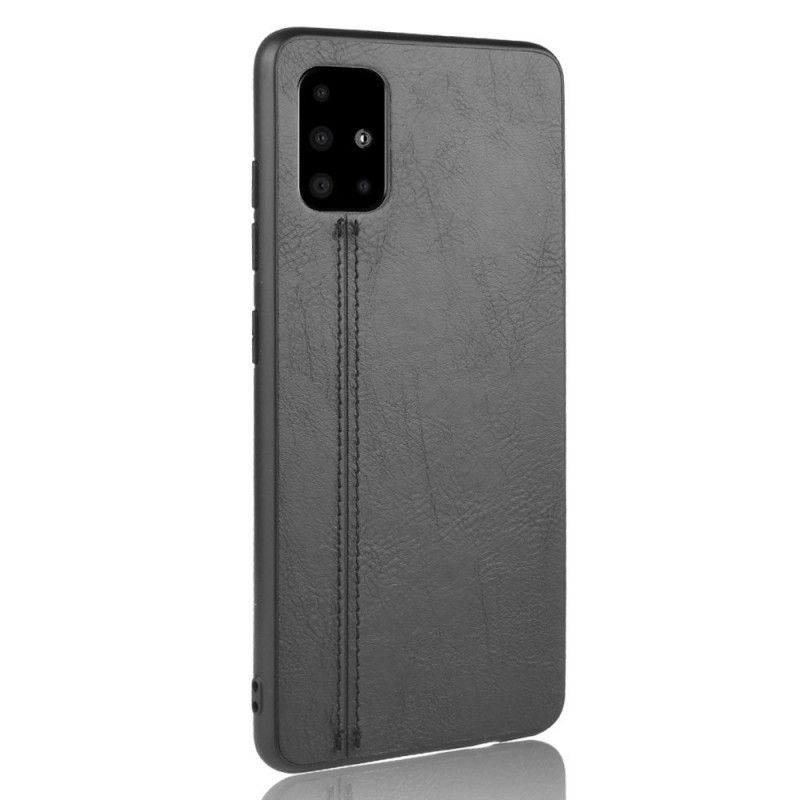 Etui Samsung Galaxy A51 Czerwony Czarny Efekt Szytej Skóry Etui Ochronne