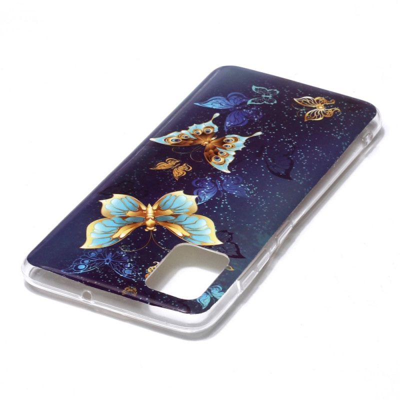 Etui Samsung Galaxy A51 Jasnoniebieski Ciemnoniebieski Fluorescencyjna Seria Motylkowa Etui Ochronne