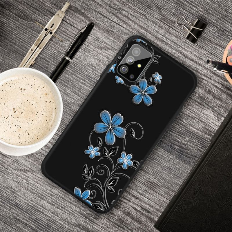 Etui Samsung Galaxy A51 Niebieskie Kwiaty