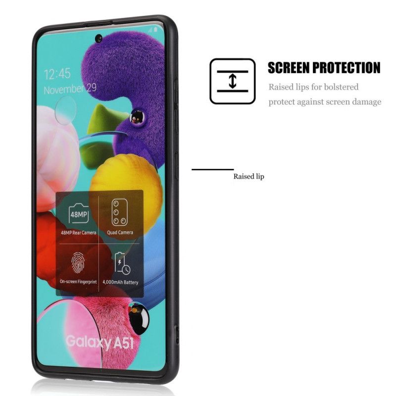 Etui Samsung Galaxy A51 Szary Czarny Wyrafinowany Wygląd Imitujący Skórę