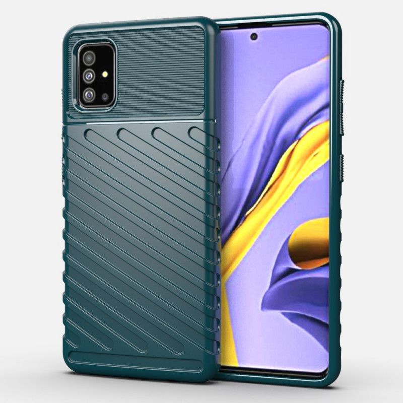 Etui Samsung Galaxy A51 Zielony Czarny Seria Grzmotów Etui Ochronne