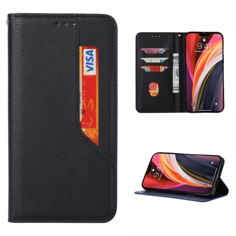 Flip Kotelot Samsung Galaxy A51 Czerwony Czarny Przedni Uchwyt Na Karty Etui Ochronne