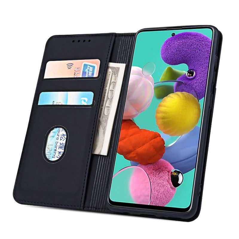 Flip Kotelot Samsung Galaxy A51 Czerwony Czarny Uchwyt Na Kartę Etui Ochronne