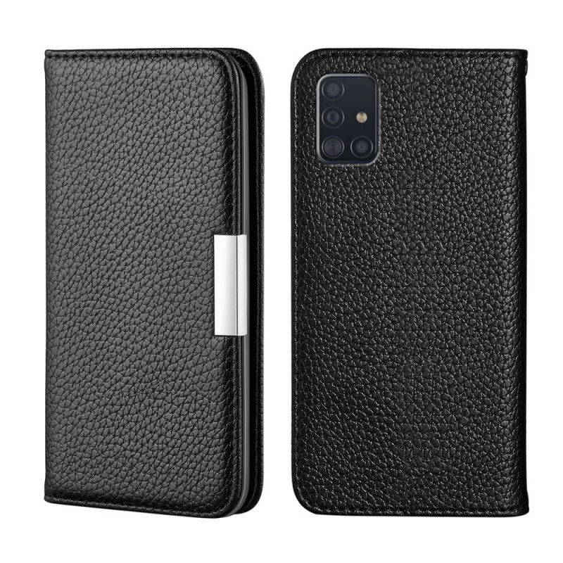 Flip Kotelot Samsung Galaxy A51 Szary Czarny Etui na Telefon Ultra Elegancka Imitacja Skóry Liczi