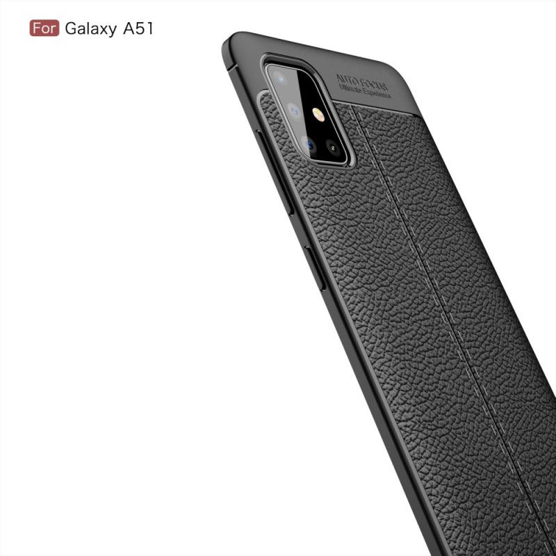 Futerały Samsung Galaxy A51 Czerwony Czarny Etui na Telefon Efekt Skóry Z Podwójną Linią Liczi