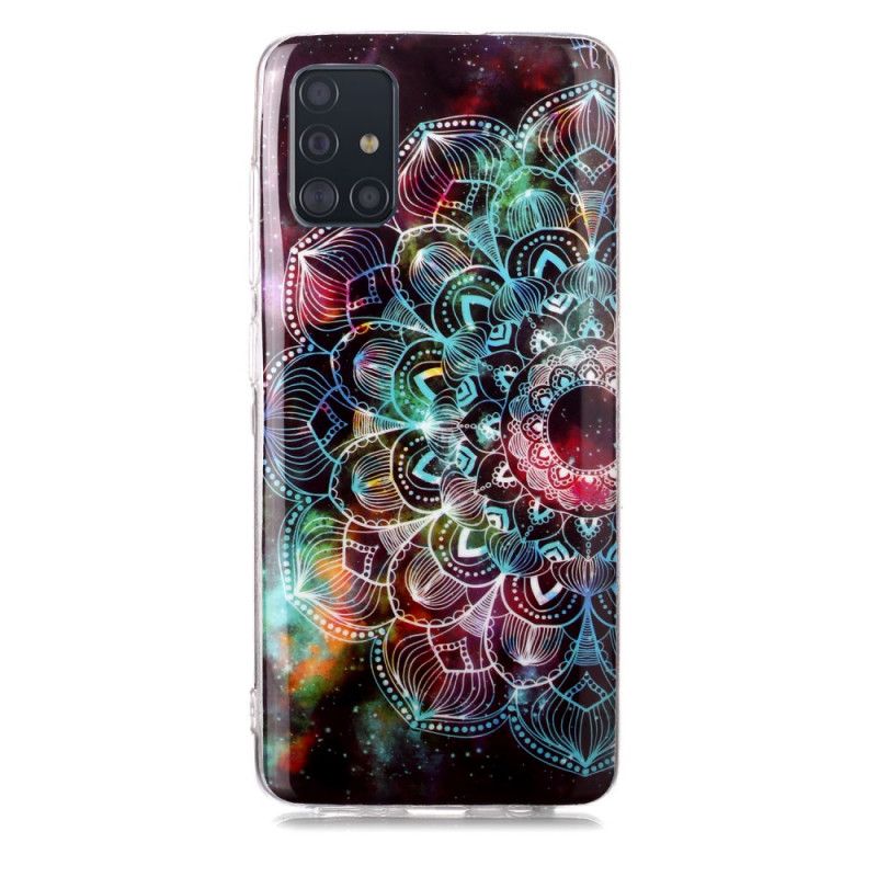 Futerały Samsung Galaxy A51 Jasnoniebieski Czarny Etui na Telefon Fluorescencyjna Seria Kwiatowa