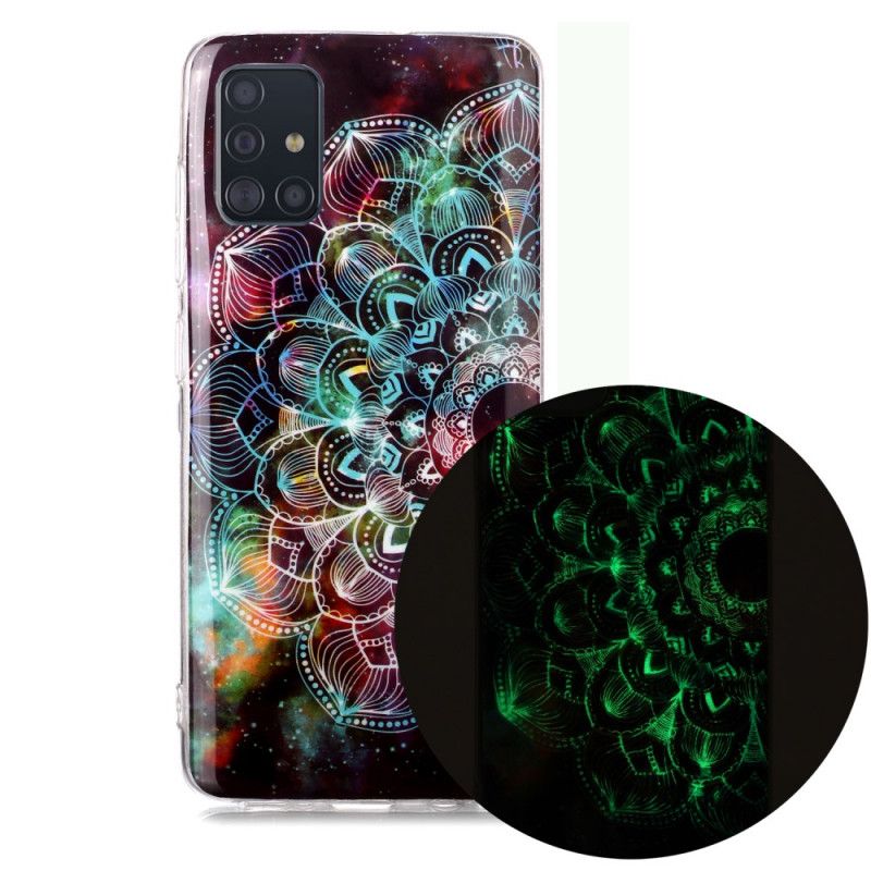 Futerały Samsung Galaxy A51 Jasnoniebieski Czarny Etui na Telefon Fluorescencyjna Seria Kwiatowa