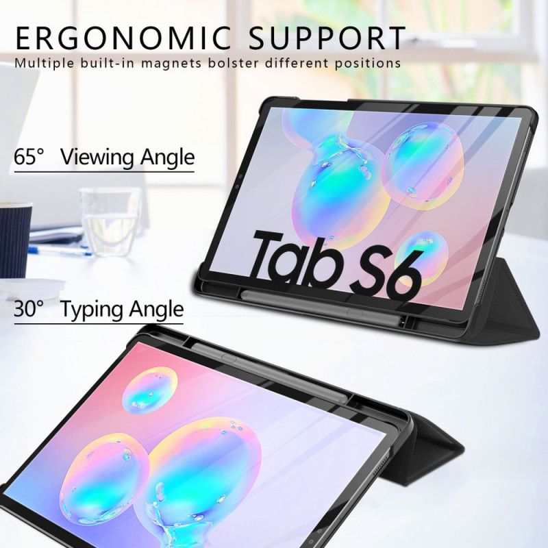 Smart Case Samsung Galaxy Tab S6 Czerwony Szary Tri Składany Uchwyt Na Długopis